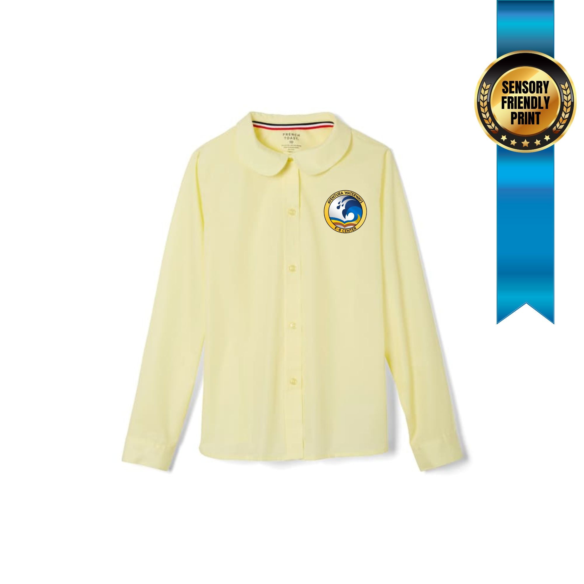 girls peter pan polo long sleeve 6th printed