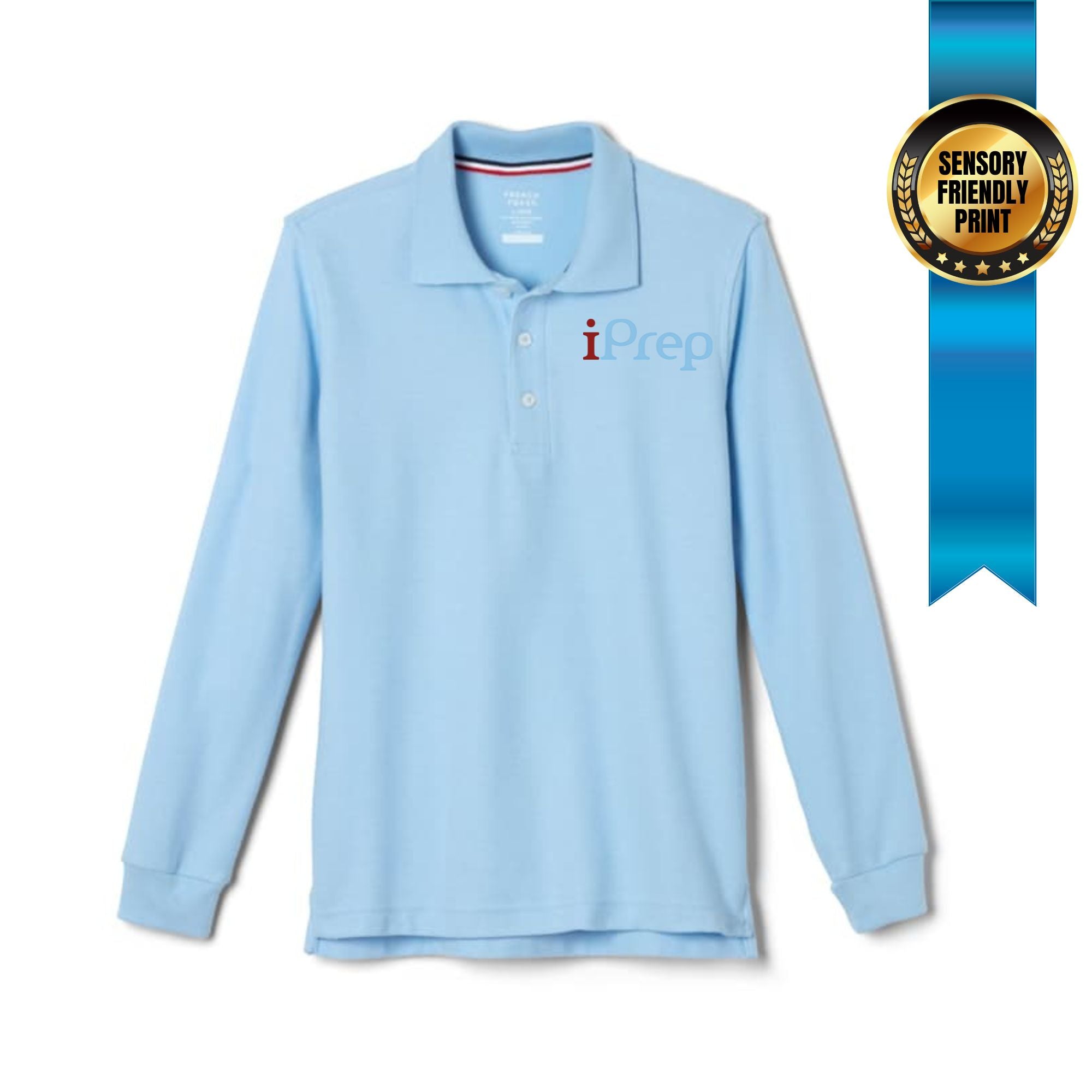 iprep pre k 4th unisex polo long sleeve light blue