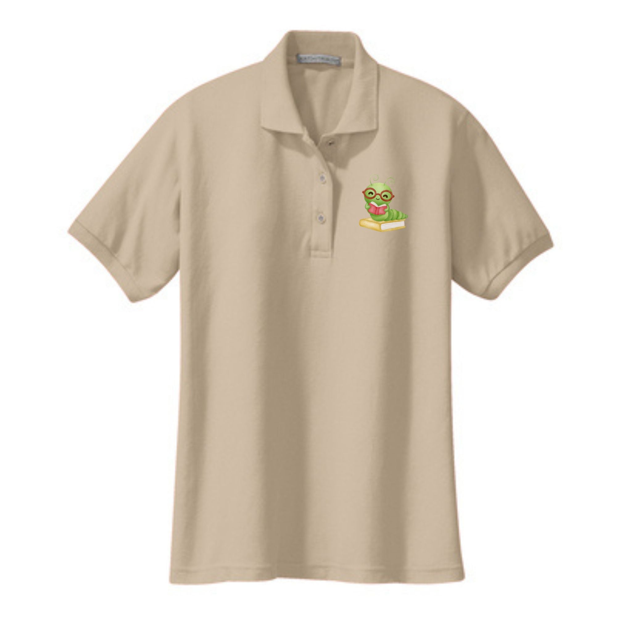 Teacher Ladies' Cotton Pique Polo Book Worm