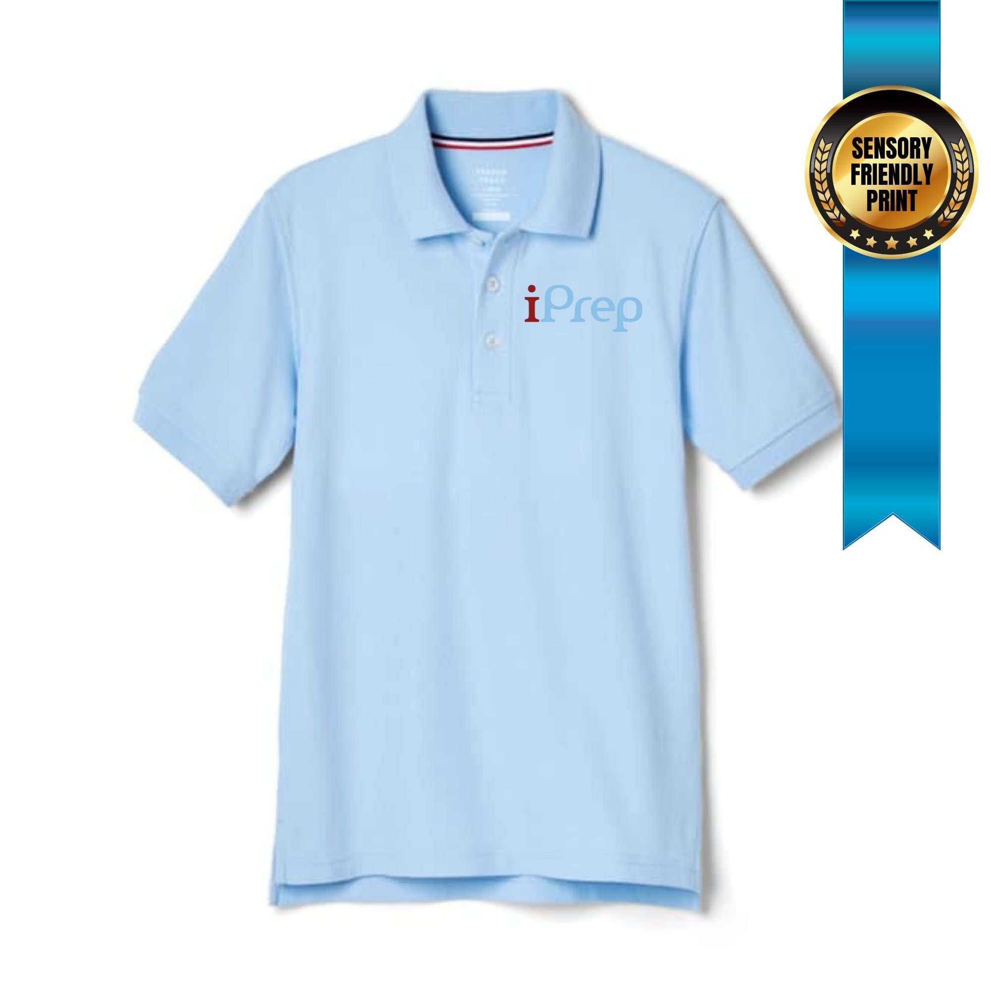 Iprep Pre K-4th Unisex Polo Light Blue Printed