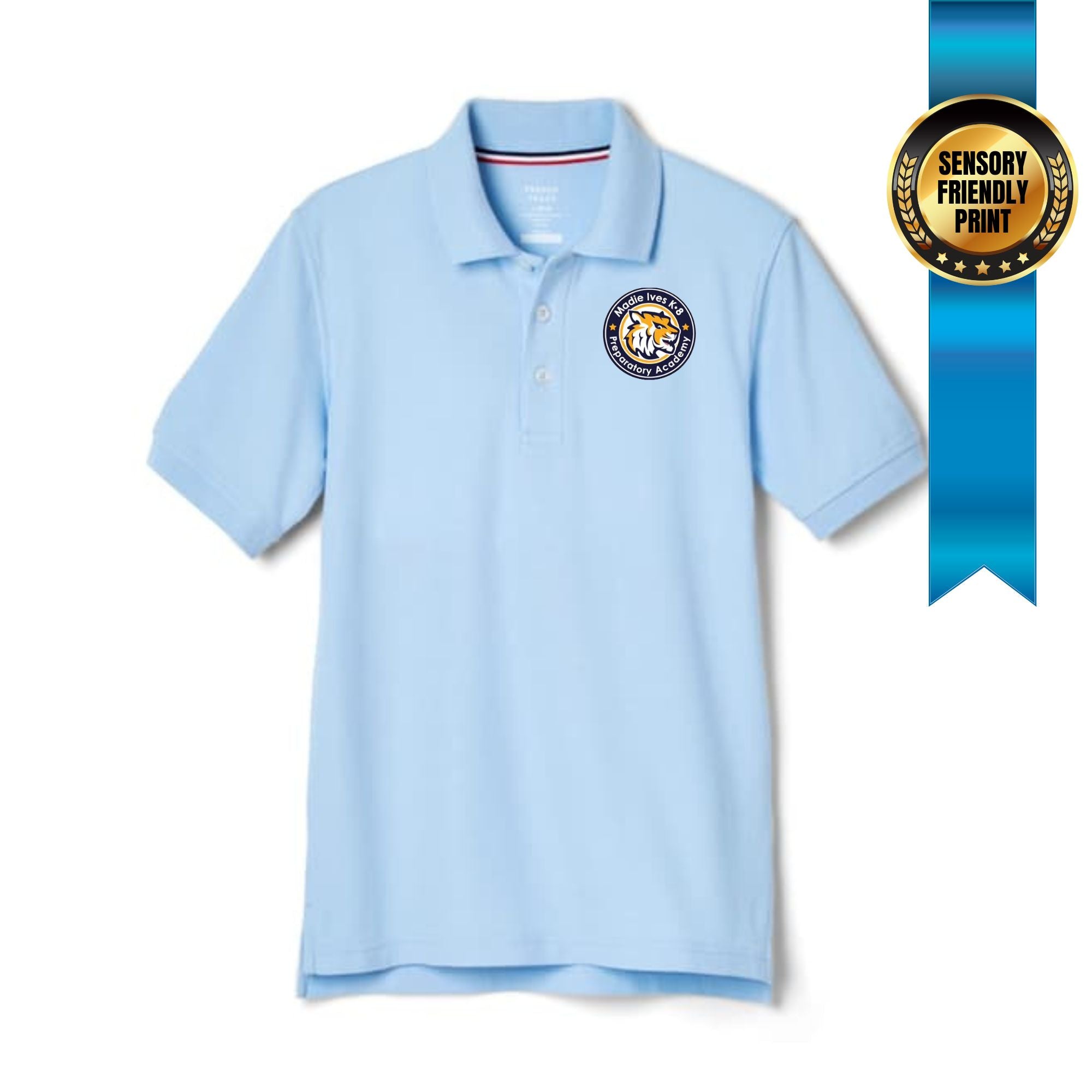 Madie Ives 6TH-8TH Unisex Polo Light Blue Printed